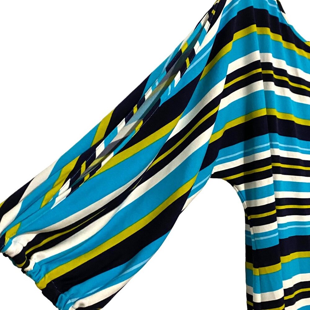 Calvin Klein Cold Shoulder Shift Dress Size‎ 14 Striped Career Coastal Cruise - Picture 4 of 6